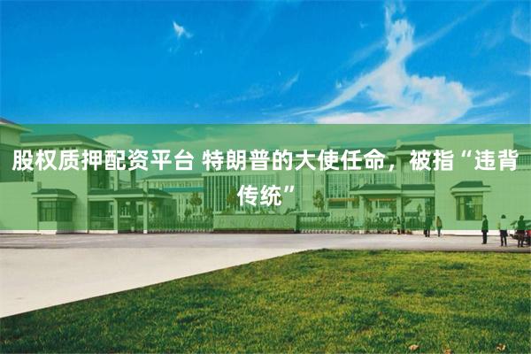 股权质押配资平台 特朗普的大使任命，被指“违背传统”