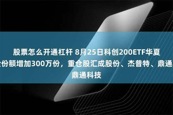 股票怎么开通杠杆 8月25日科创200ETF华夏基金份额增加300万份，重仓股汇成股份、杰普特、鼎通科技